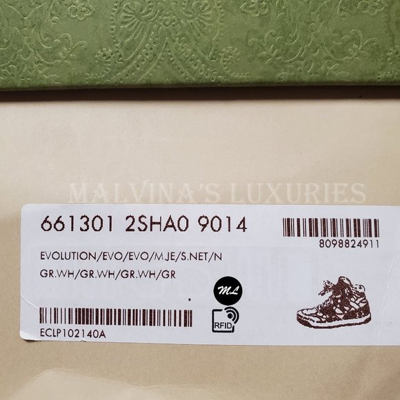 GUCCI MENS SNEAKERS HIGH TOP BASKET GG LOGO LEATHER FABRIC SHOES - Picture 16 of 16